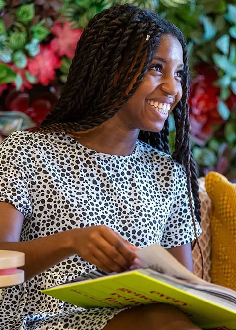 a woman reading a book